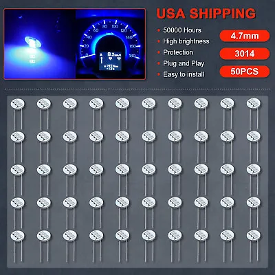 50Pcs Blue Mini LED Bulbs 3014-SMD Instrument Cluster Panel Speedometer Lights • $10.44