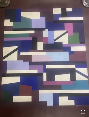 $850 • Buy Huge Yaacov Agam Rare Lithograph “Union” Signed Purple Geometric Vintage Exc