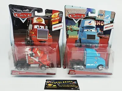 LOT OF 2 - Disney/Pixar Cars DELUXE - Pit Crew 95/Dinoco (MACK GRAY SEMI) NEW! • $24.98