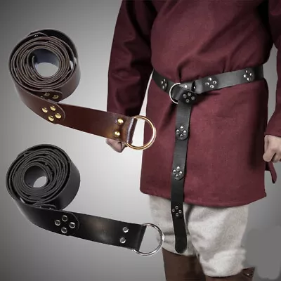 Medieval Leather Waist Belt Viking Knight Belt Cosplay Celtic Waistbands Unisex • £10.99
