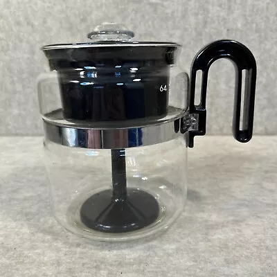 Vintage Gemco Brand Percolator Coffee Pot Clear Heat Resistant Glass Black E-25 • $16.99