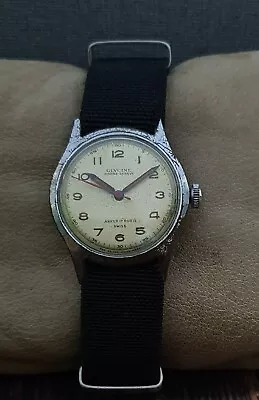 RARE! GLYCINE BIENNE-GENEVE WWII 40's MILITARY VINTAGE 17J RARE SWISS WATCH. • $159.99