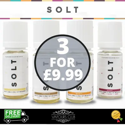 SOLT E Liquid Vape 10ml | All Flavours | 3 For £9.99 | Nic Salts | Great Value! • £9.99