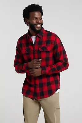 Mountain Warehouse Mens Flannel Long Sleeve Shirt 100% Cotton Breathable • £19.99