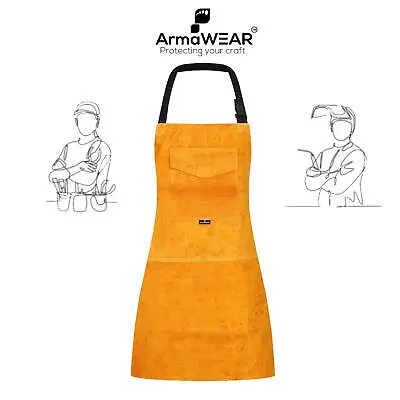 Leather Welders Apron Glaziers Carpenters Blacksmith Hotwork Welding Safety Bib • £14.95