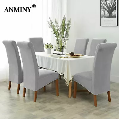 £6.69 • Buy Velvet Dining Chair Seats Covers Large Size Stretch Plush Slipcovers Protectors