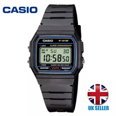 View Details Original Casio Class Digital Watch With Resin Strap In Black -Water Splush F91 • 4.99£