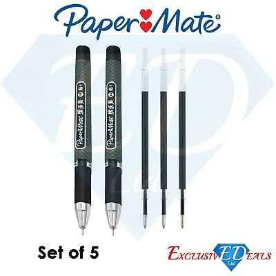 £3.95 • Buy 2 X Paper Mate Inkjoy Gel Pens 0.5 Black & 3 FREE 0.5mm Needlepoint Ink Refills