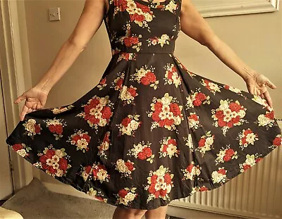 Retro 50's Dress Floral Full Skirt Swing • £8