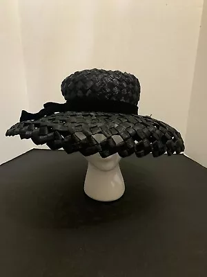 Vintage 1960's Mr. John Sophisticate New York Paris Woven Large Brim Woman's Hat • $25.99