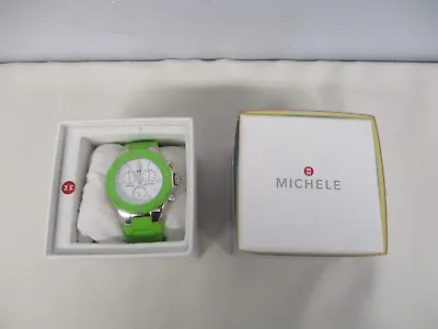 MICHELE TAHITIAN GREEN SILICONE JELLY BEAN STAINLESS WATCH JL74978 MIB W PAPERS! • $206.25