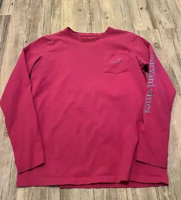 Girls XL 16 Vineyard Vines Pink Long Sleeve Shirt Front Pocket Whale • $8.99