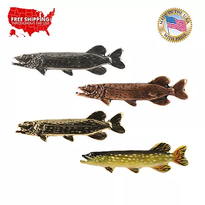 Pewter Northern Pike Fish Small Lapel Pin Or Refrigerator Magnet Made In US F064 • $17.89