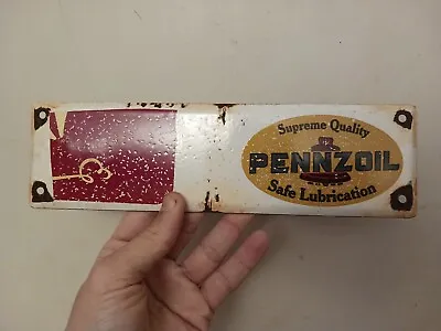 Vintage PENNZOIL Safe Lubrication 10  Porcelain Metal Sign   • $185