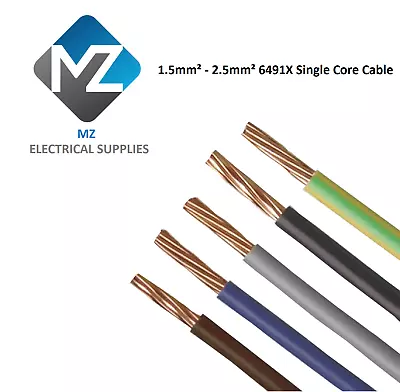 1.5mm 2.5mm 6491X - Single Core Cable Stranded Plain Annealed Copper • £2.79