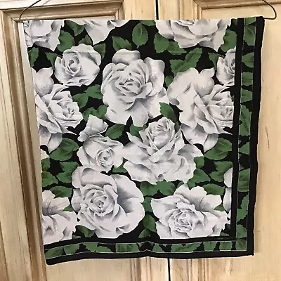 Vintage Albert Nippon 100% Silk Scarf White Roses Square 30” Excellent Stunning • $48