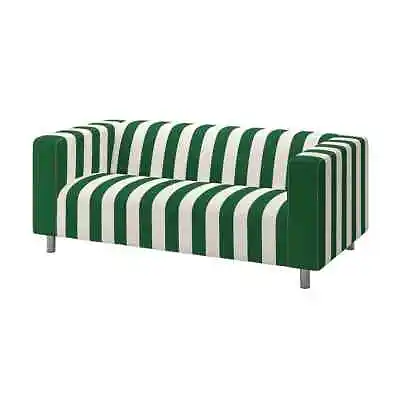 Ikea KLIPPAN REPLACEMENT COVER SET 2 Seater Sofa Radbyn Green White Stripe • £89.99
