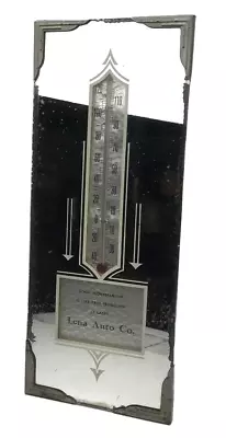 Antique Vtg Advertising Thermometer Lena Auto Co Art Deco Mirror Wall Lena IL • $29.99