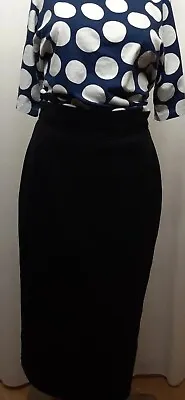 Marimekko Vintage Black Pencil Skirt Midi Length Made In Finland Size 36/8 • $35