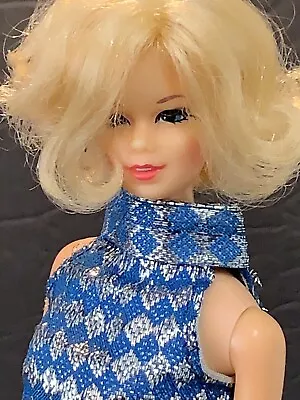 Vintage Barbie Clone Shillman Cobalt Blue & Silver Diamond Metallic Mini Dress • $45