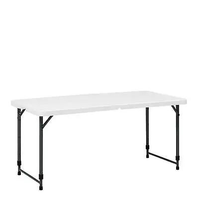 Indoor Outdoor White 4 Foot Adjustable Height Folding Plastic Table • $30.58