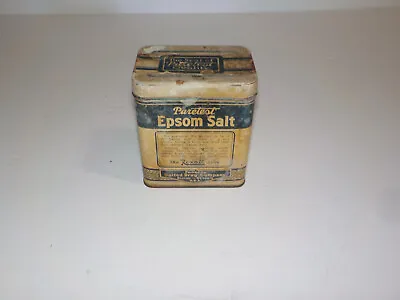 1930s Vintage 'Puretest Epsom Salt' 16 Oz. Tin Can REXALL Store United Drug Co. • $9.99