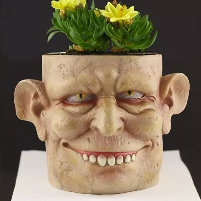 Gypsum Monster Face Planter Silicone Mold Concrete Succulent Pots Vase DIY Mould • $28.89