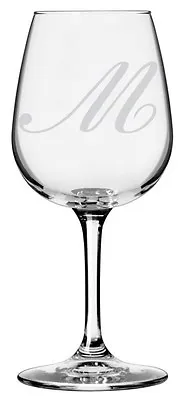 Bix Script Font - Etched Monogram All Purpose 12.75oz Libbey Wine Glass • $24.99