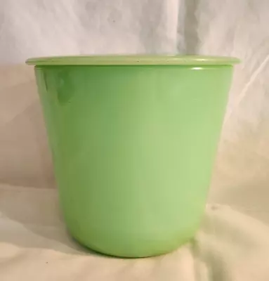 Vintage McKee Green Jadeite Glass Canister With Lid 5.75  Tall • $175