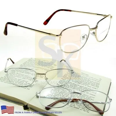MENS +1.00 To +4.00 ~FREEDOM~ BIFOCAL READING GLASSES Metal SPRING HINGES STRONG • $13.99