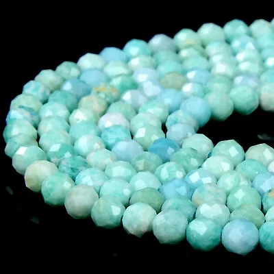 Natural Peruvian Amazonite AAA Micro Faceted Round 4MM 5MM 6MM Beads (P77) • $8.99