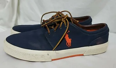 Polo By Ralph Lauren Vaugh Mens Navy Blue Canvas Shoes Size 13 D  Leather Lace  • $32.44