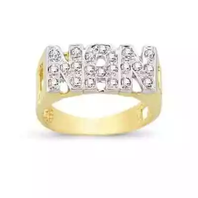 9ct Yellow Gold CZ ID Sides Nan Ring • £186.95