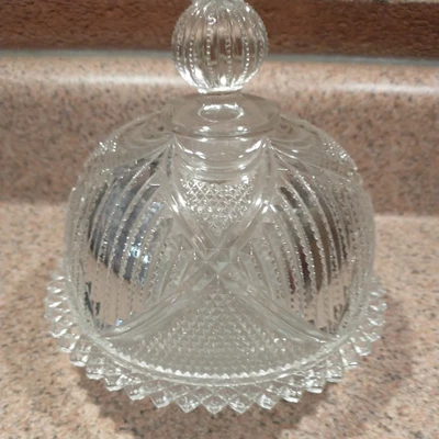 $17.98 • Buy Stunning Pressed Glass Early American Cheese/Butter Keeper Vtg Domed Dish