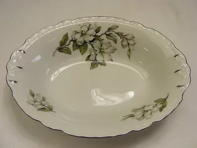 Vintage Embassy USA Vitrified China 10  Oval Serving Bowl White Blossom • $43.19