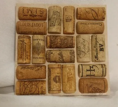 Wine Cork Halves On Tile Trivet Hot Pad Cork Board Cushion 6” X 6” Serving • $10.99