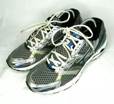 Mizuno Wave Rider 13 Running Sneaker Black Silver Blue Women's Size 9 • $23.99