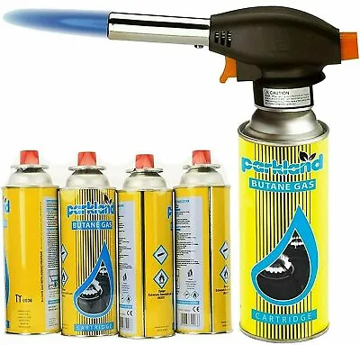 Butane Gas Blow Torch Burner Welding Auto Ignition Soldering BBQ Flame Thrower • £11.99