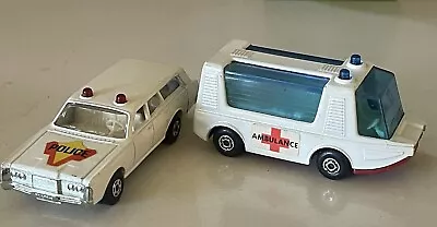 Matchbox Lesney 1971 #55 Mercury Police Car Wagon #46 Stretcha Fetcha Ambulance • $19.99