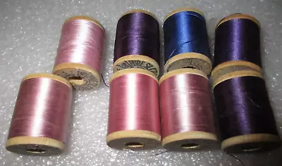 Nice Lot Of 8 Wooden Spooled  Silk  Thread  - Belding Corticelli • $26.95