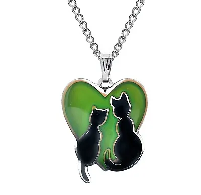 Sea Gems Love Cats Colour Change Mood Necklace / Pendant With 16.5 Inch Chain • $8.99