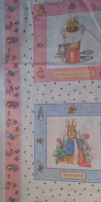 1yd. Vintage Beatrix Potter Easter Cotton Fabric Panels (4 Per Yard) • $17.99