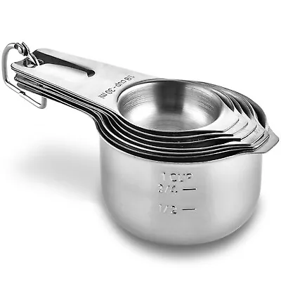 Measuring Cups Spoons Set Of 7 Stainless Steel Pans Measure Baking Cooking • £22.99