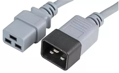 P-C20C19G0.5 - IEC Male C20 To Female C19 Extension Lead Grey 0.5m 16a 250v • £8.69