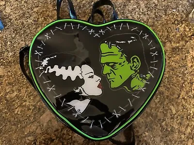 Rock Rebel Bride Of Frankenstein & Frankenstein Heart Shaped Backpack Bag • $51