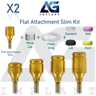 $75 • Buy 2 Slim Flat Attachment Silicone Kit Titanium For Dental Implant Internal Hex