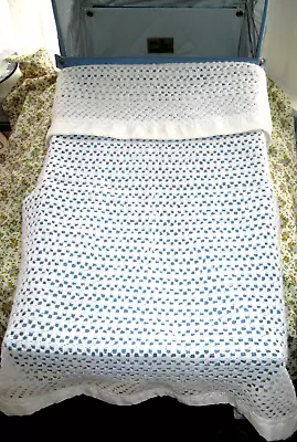Mothercare WHITE Moses Basket / Pram Cover Vtg Satin Trim Cellular Baby Blanket • £23.95