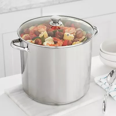 Mainstays Stainless Steel 20-Quart Stock Pot With Glass Lid • $25.38