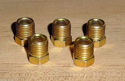 Male Tube Nut Inverted Flare Fitting 5PC Kit 5/16  Tube X 1/2 -20 Thread Gold • $8.95