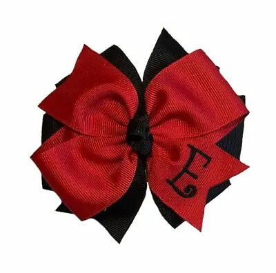 Red And Black Monogram Hair Bow • $7